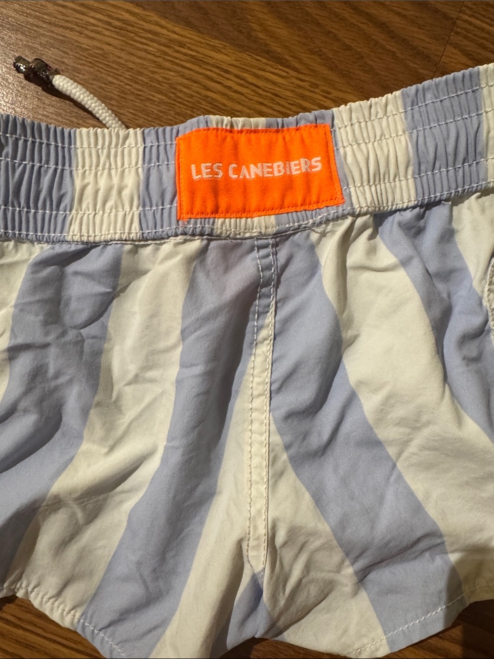 Les Canebiers Women's Blue & White Striped Athletic board swim Shorts